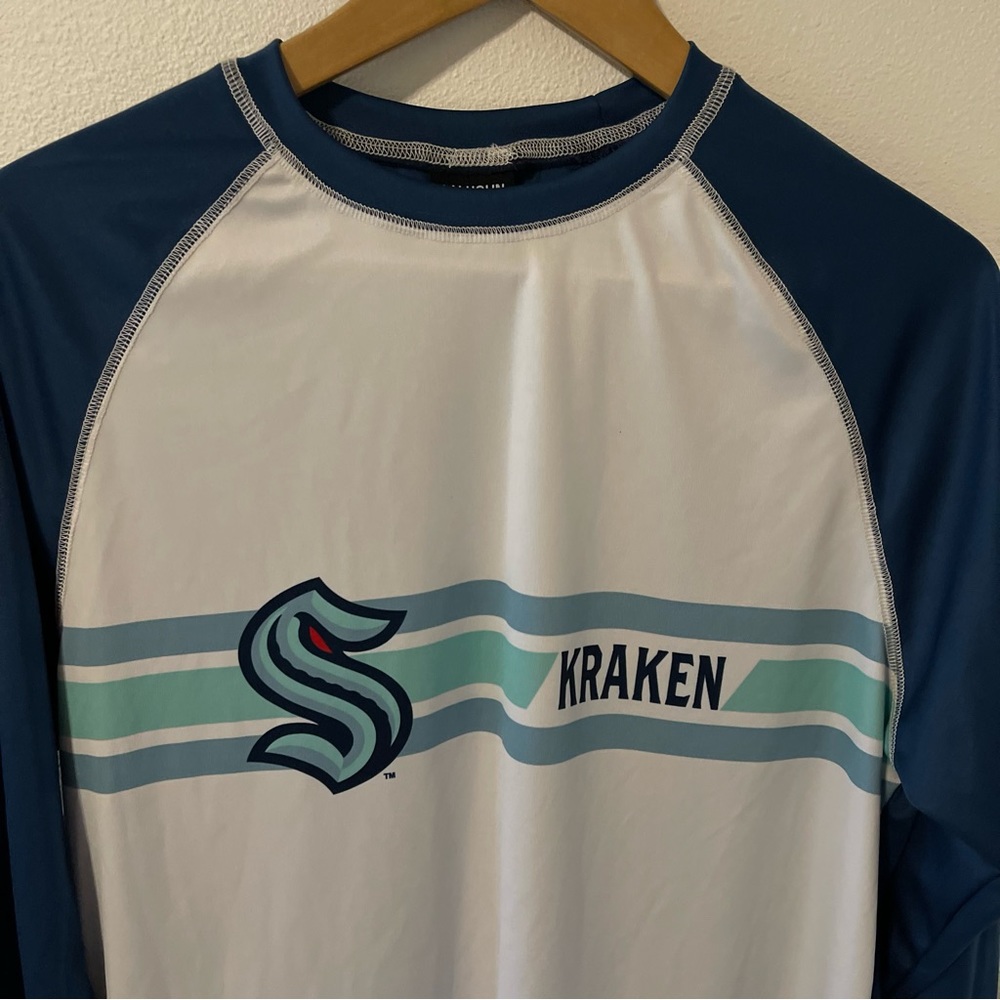 Seattle Kraken Calhoun NHL Long Sleeve Performance Pullover Blue White-Medium - Picture 4 of 9